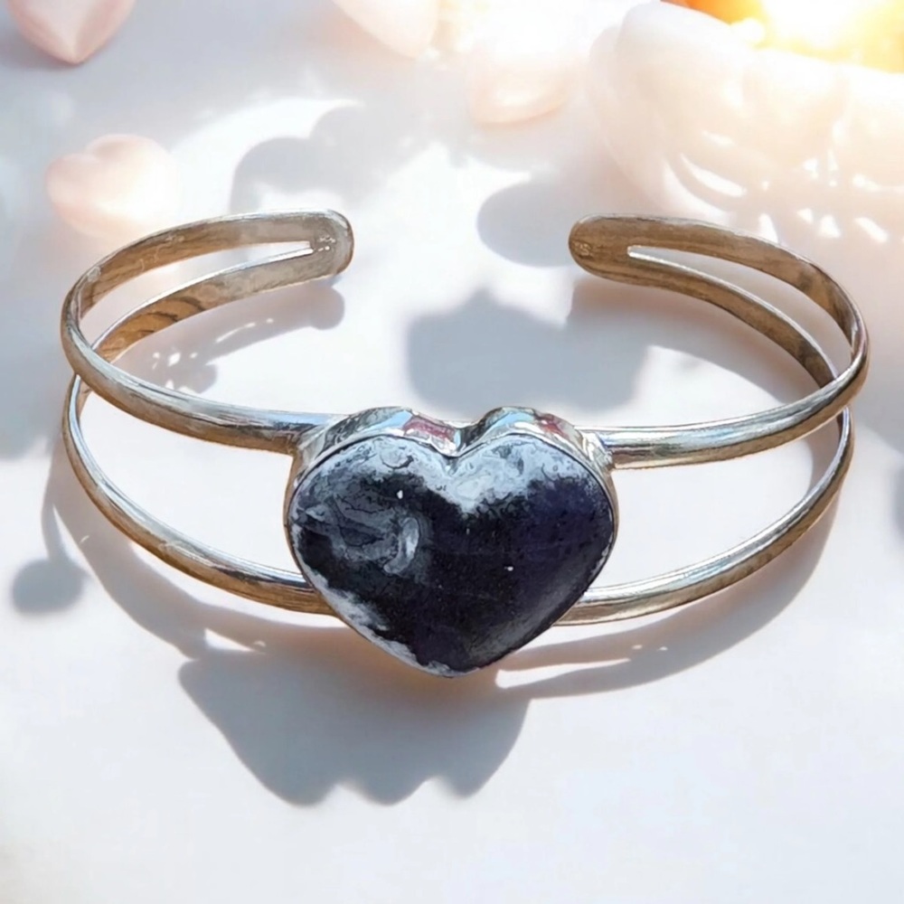 Lepidolite Heart Cuff Bracelet 2